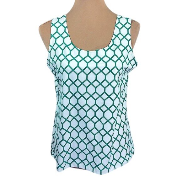Chico's Green Tank Top with Geometric Pattern - Picture 1 of 9